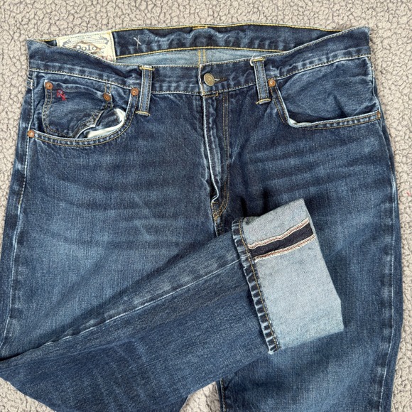 Polo Ralph Lauren Other - Polo Ralph Lauren Hampton Straight Mens Jeans Dark Wash Denim 34x30 Selvedge Red
